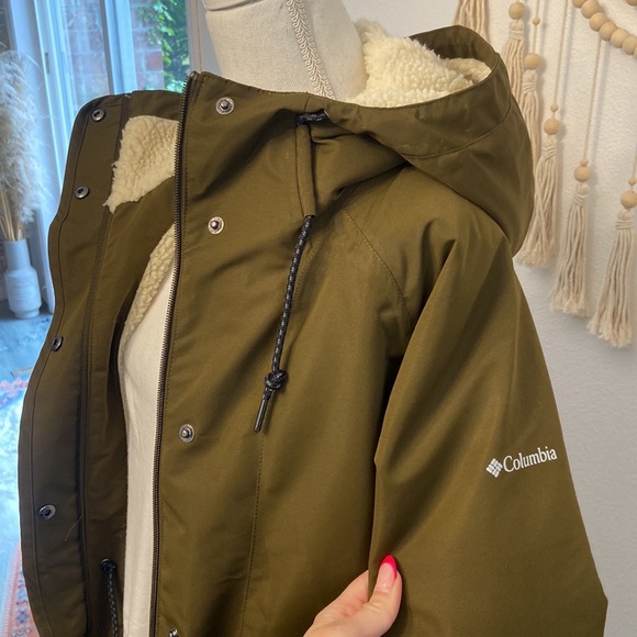 Columbia South Canyon coat faux Sherpa lining womens olive green jacket large - Picture 8 of 16